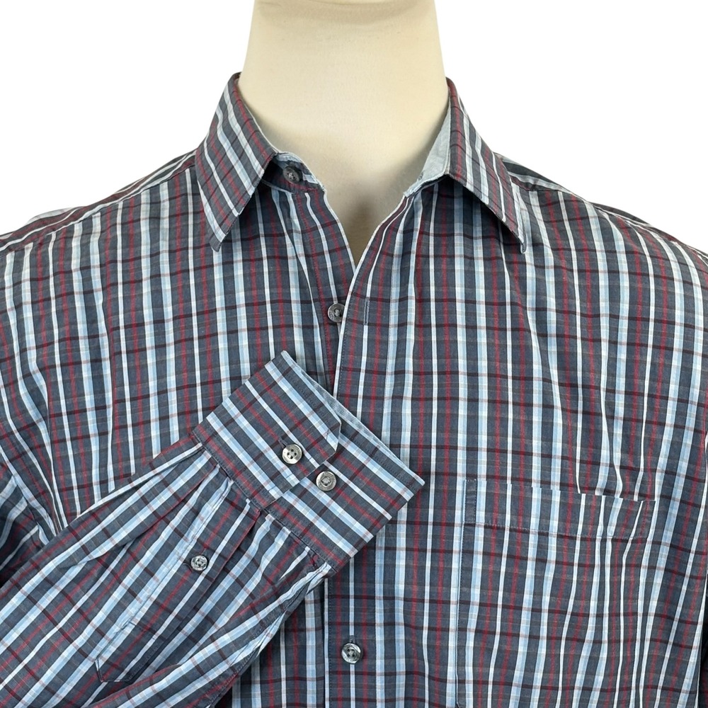 Johnston & Murphy Tailored Fit Men's‎ XL Plaid Long Sleeve Button Down Cotton